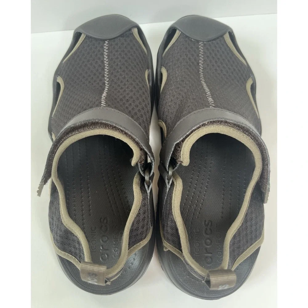 Crocs Swiftwater Mesh Sandals Men's 11 Brown Water Casual Comfort Shoes